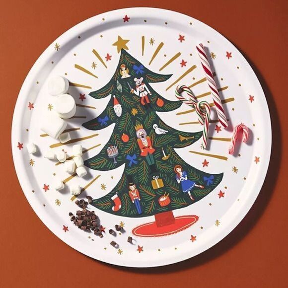 Anthropologie x Rifle Paper Co Nutcracker Platter Holiday Round 15" - Picture 1 of 4